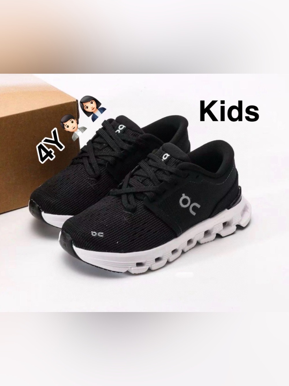 On Running Kids cloud X 4 Black and White Cloud-inspired
Sneakers (Size 4Y(